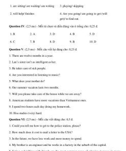 Hình ảnh đáp án câu 3, 4, 5 và 6 trong đề thi học sinh giỏi tiếng anh lớp 6 – Đề Số 1