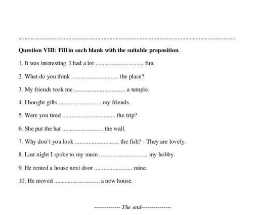 Hình ảnh câu 8 trong đề thi học sinh giỏi tiếng anh lớp 6 có đáp án – Đề Số 1